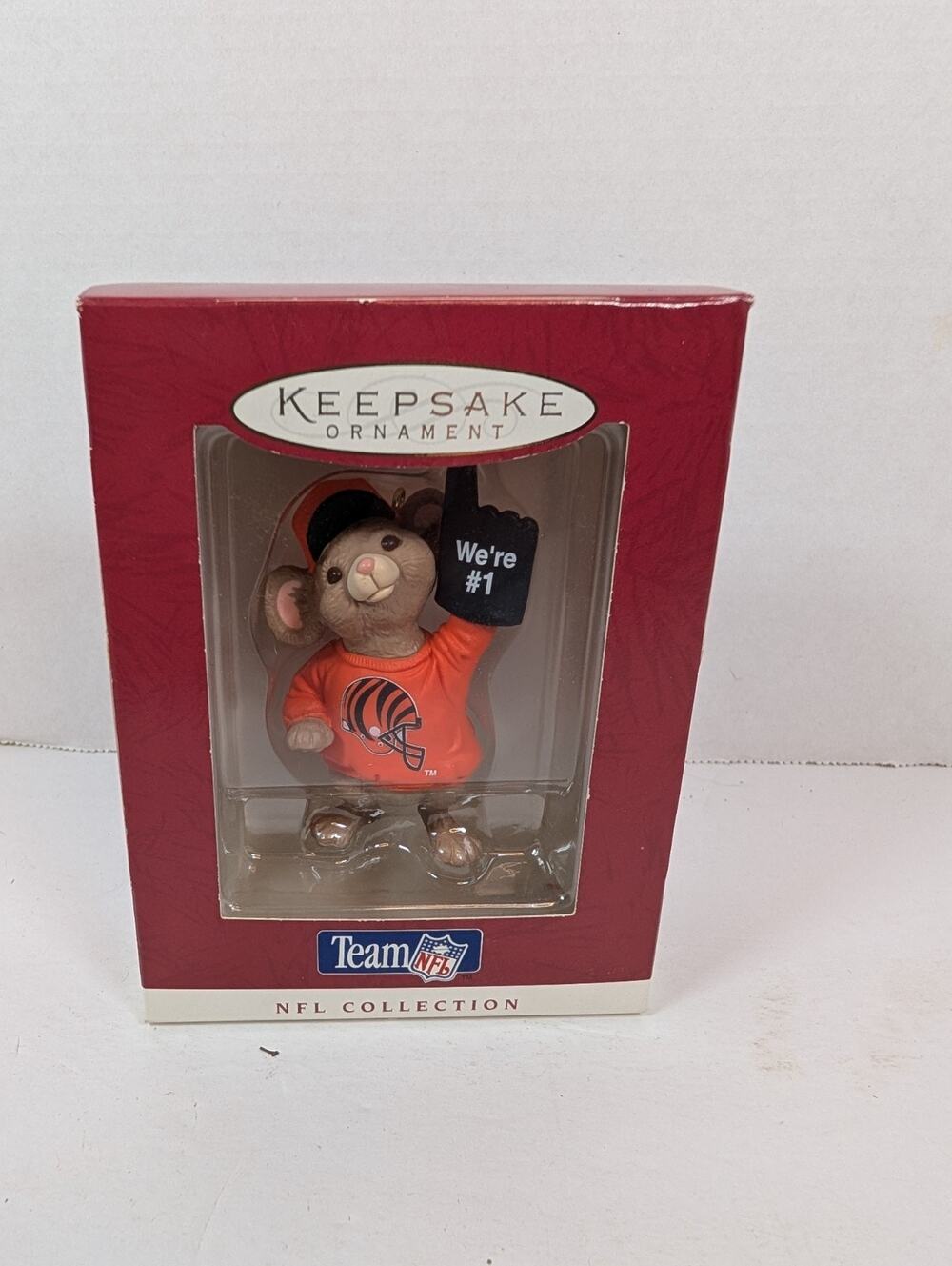 Vintage Hallmark 1996 Cincinnati Bengals We're #1 Mouse Christmas Ornament NEW